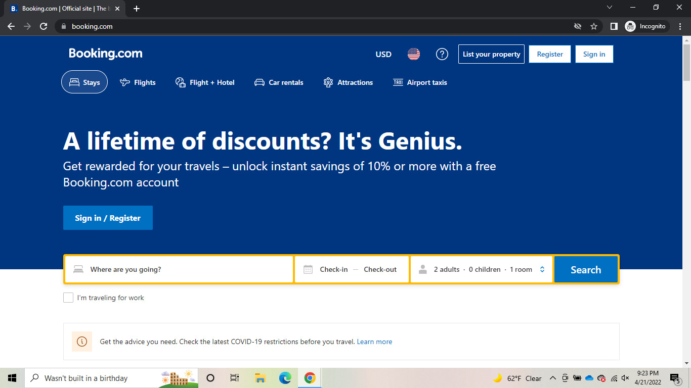 2022年最受欢迎的旅游域名:Booking.com