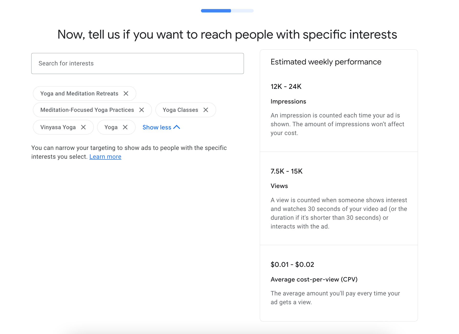 在创建YouTube广告时选择特定的兴趣