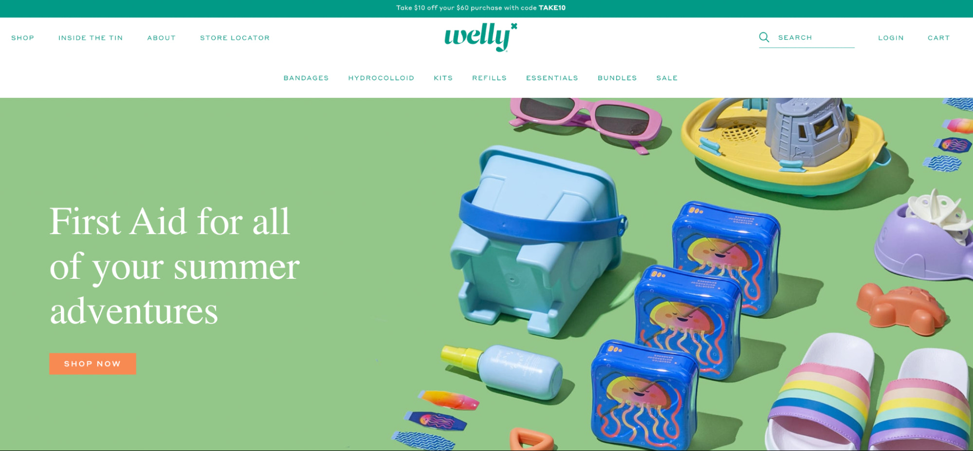 韦利主页上的夏日主题创可贴的截图