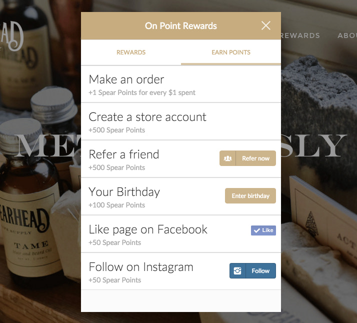 Récompenses du programme de fidélisation