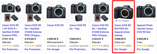 Exemple d'annonce Google Shopping