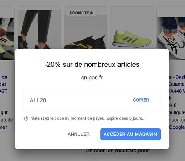 Accéder à une offre spéciale Google Shopping