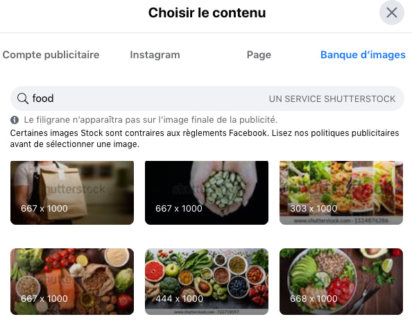 Contenu pour les publicité Facebook