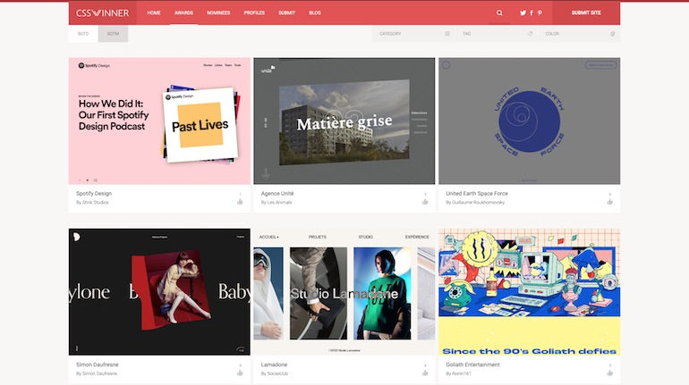 web design awards: CSS winner competition site screengrab