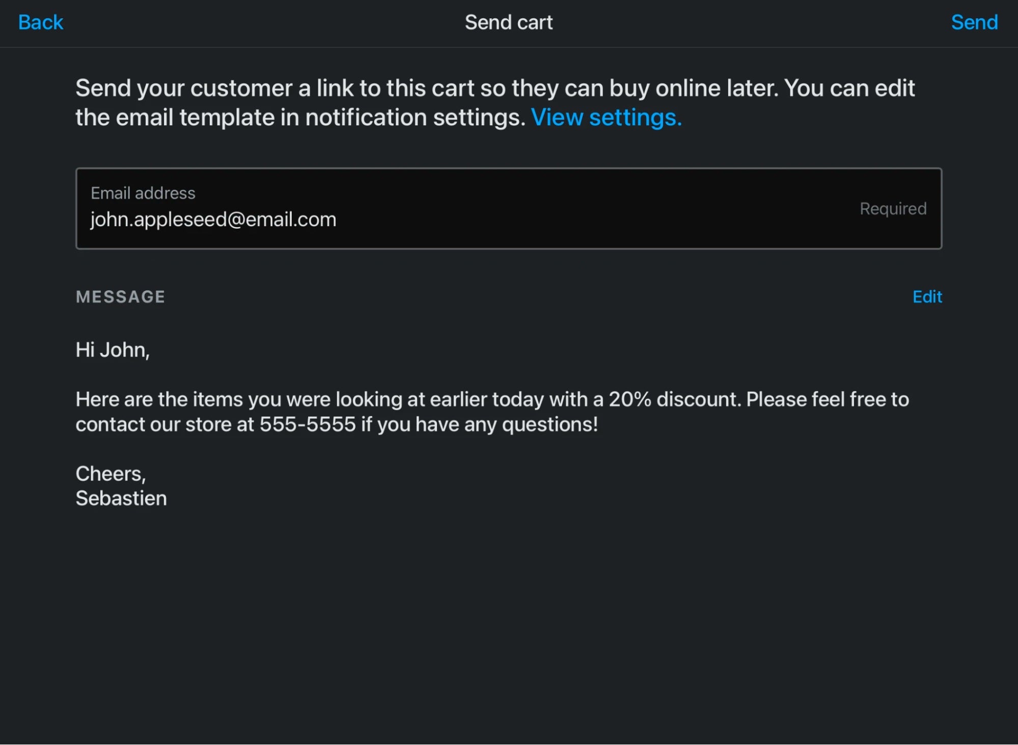 邮件购物车示例