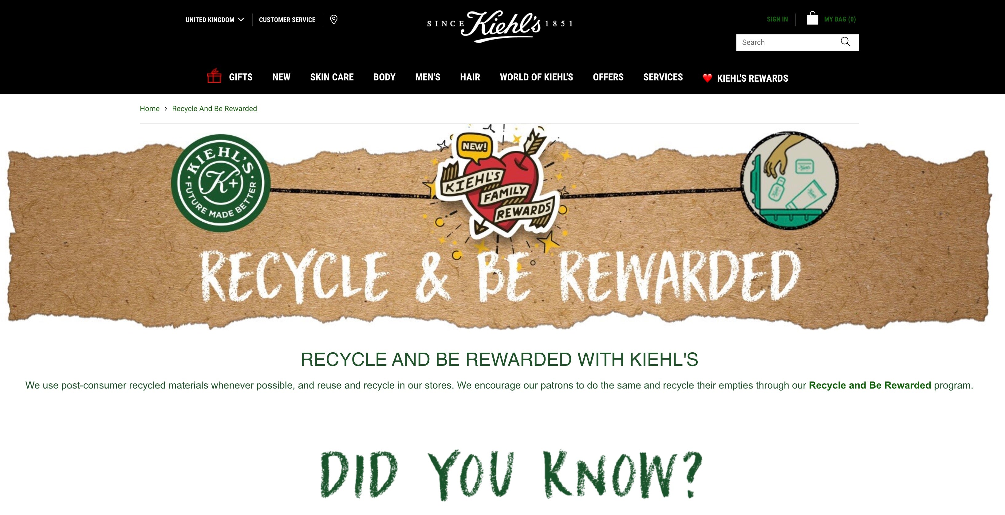 Kiehl's recycling program