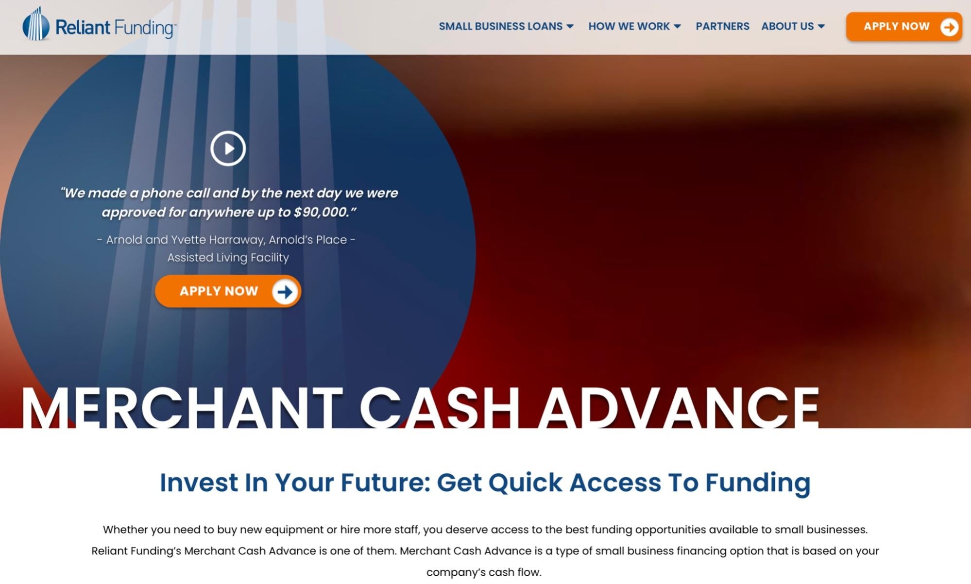 Reliant Funding website