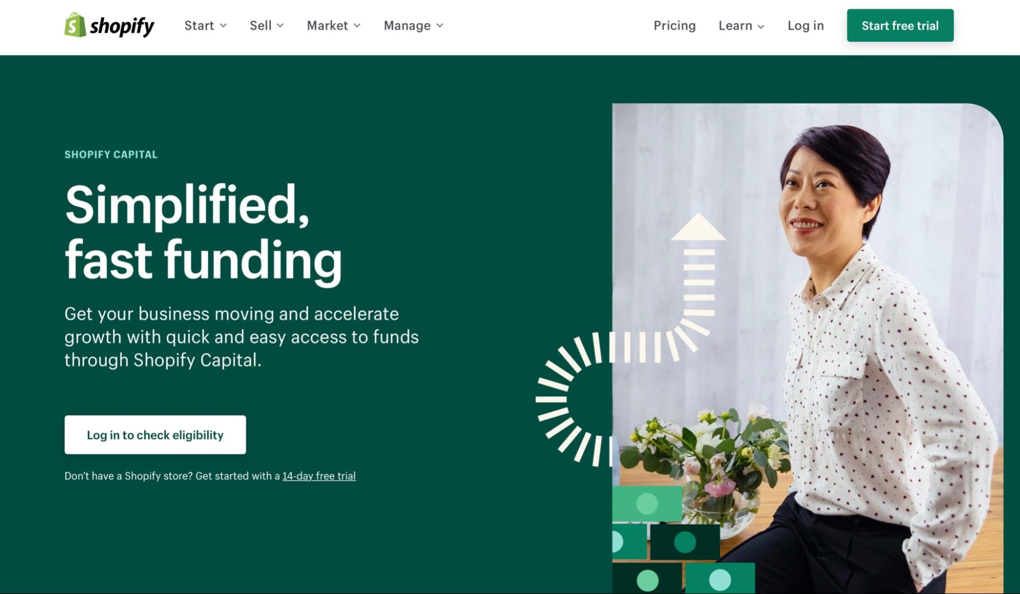 Shopify Capital webpage