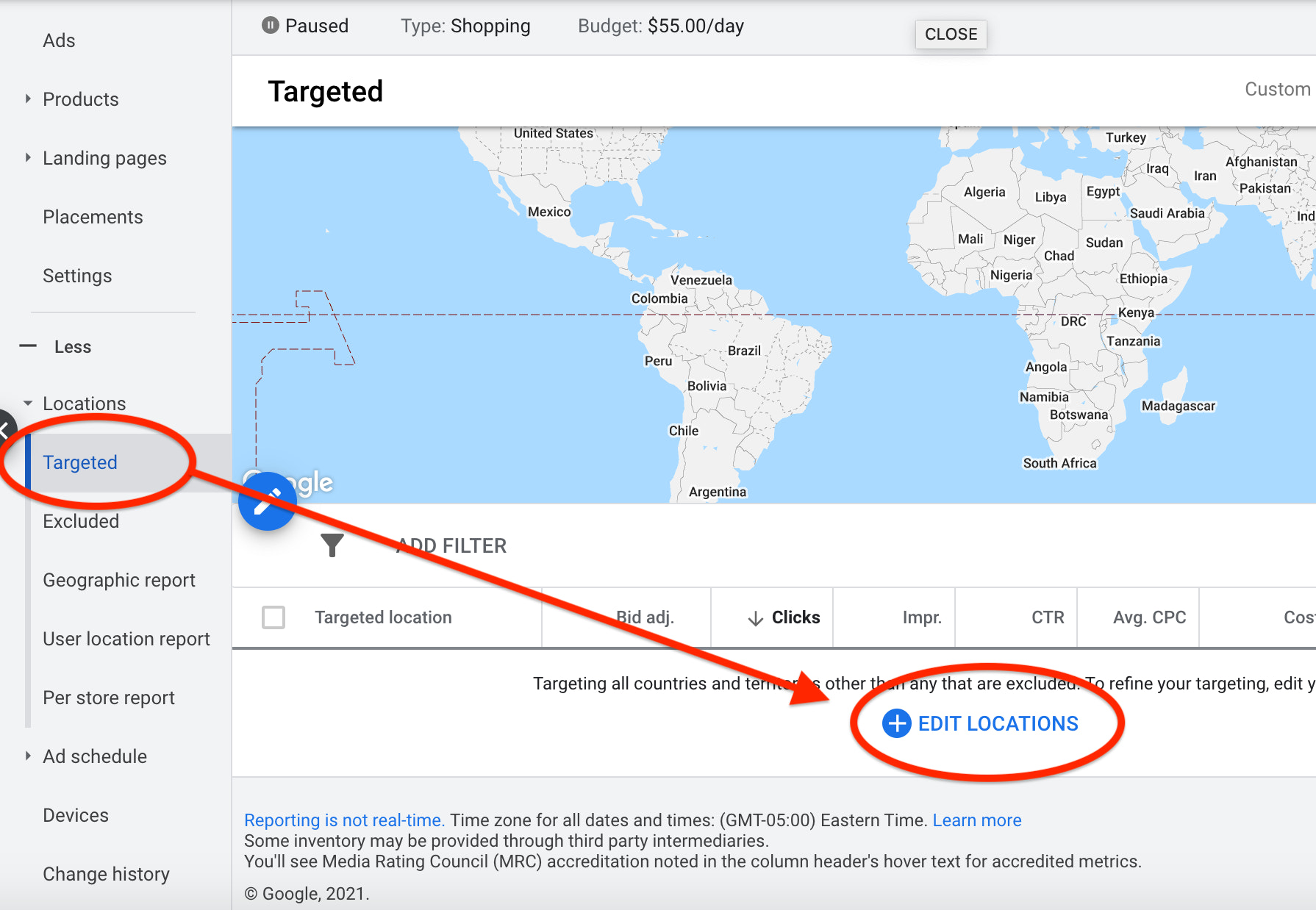 编辑您的目标位置