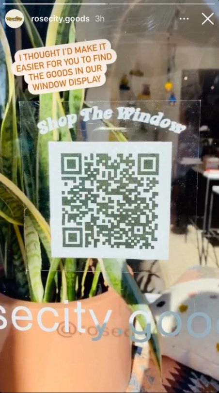 rose city goods window qr code
