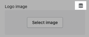 Picture of the image select screen for logo within theme settings with the connect dynamic source button highlighted.