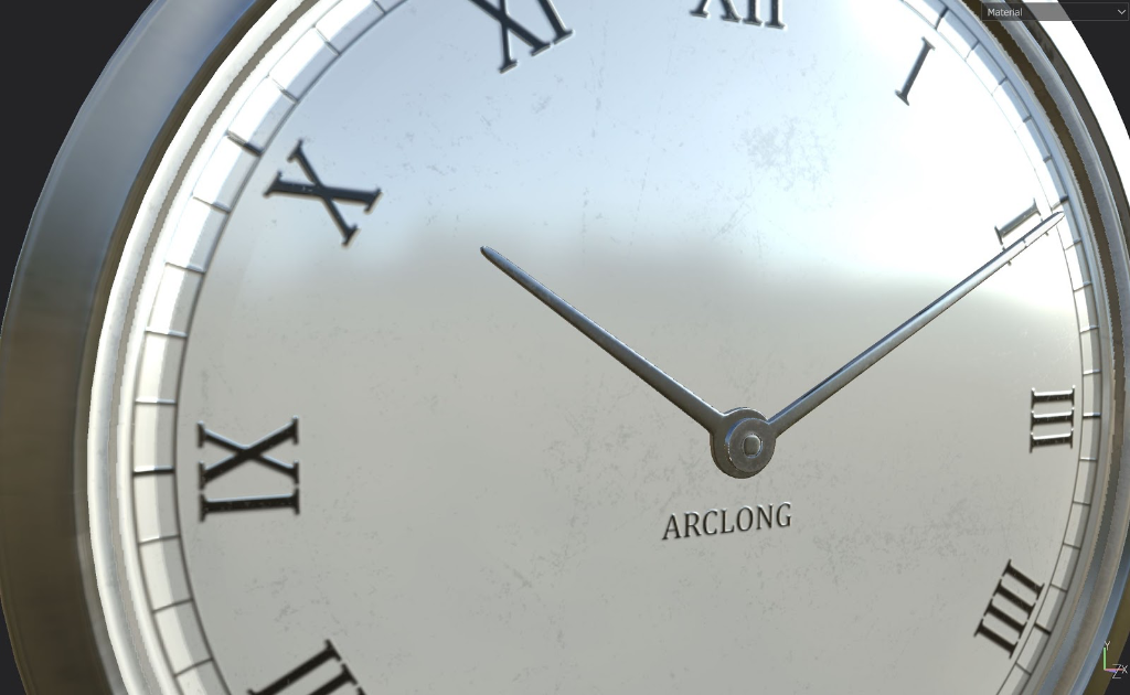 A close up of a watch face showing imperfections in the material.